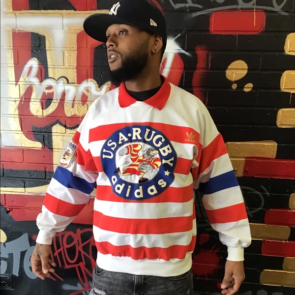 Vintage Adidas Olympics Long Sleeve Rugby Polo - Picture 4 of 5